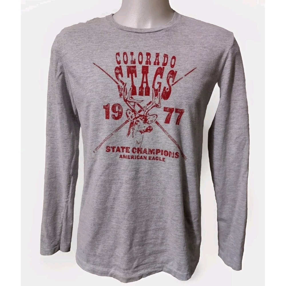 American Eagle Long Sleeve Graphic Shirt Men's M Vintage Slim Fit Colorado Stags
